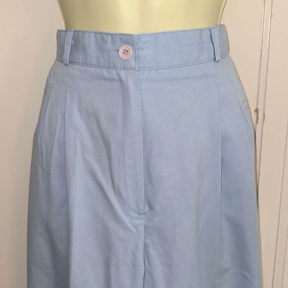 Vintage 70s/80s Contrasts Light Blue High Waisted Pleat Front Pants - Picture 2 of 8